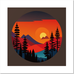 Enchanted Forest Sunset: Captivating Painting of Nature's Beauty Posters and Art